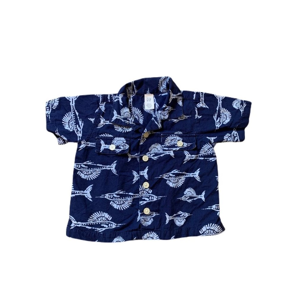 Gap Swordfish Buttondown Beach Blue 3-6m Baby Boy
